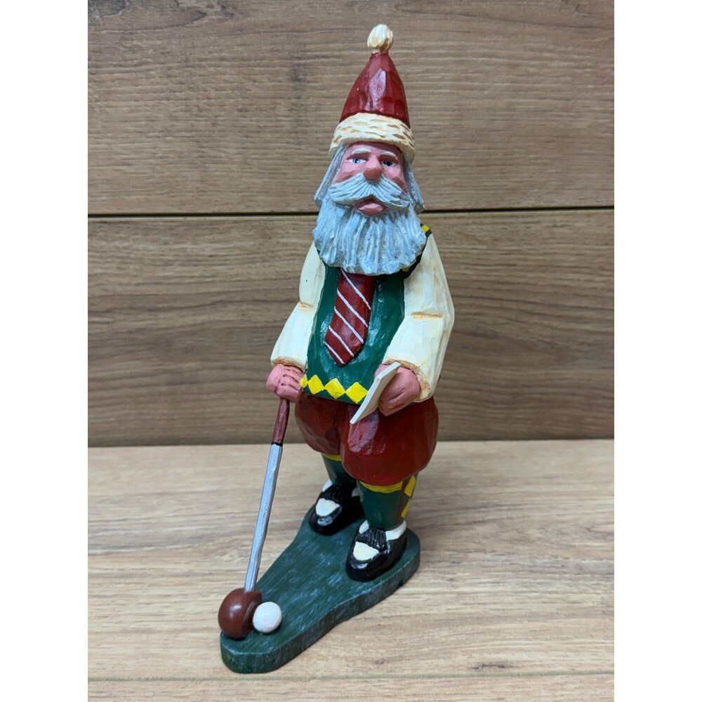 Paul Bolinger Santa's Day Off Vintage Golfing Santa Christmas Figure Signed 1996